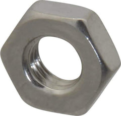 Value Collection - 1/4-28 UNF Stainless Steel Right Hand Hex Jam Nut - 7/16" Across Flats, 5/32" High, Uncoated - Eagle Tool & Supply