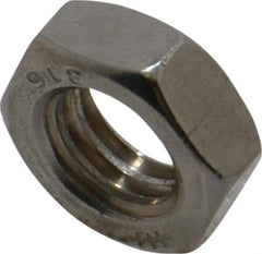 Value Collection - 3/8-16 UNC Stainless Steel Right Hand Hex Jam Nut - 9/16" Across Flats, 7/32" High, Uncoated - Eagle Tool & Supply