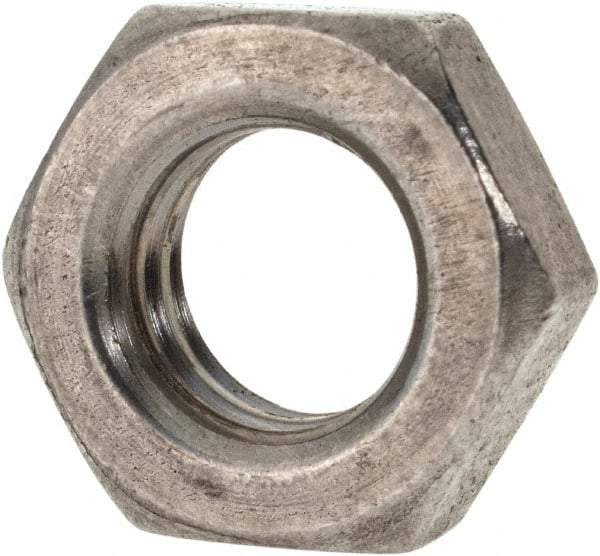 Value Collection - 7/16-14 UNC Stainless Steel Right Hand Hex Jam Nut - 11/16" Across Flats, 1/4" High, Uncoated - Eagle Tool & Supply