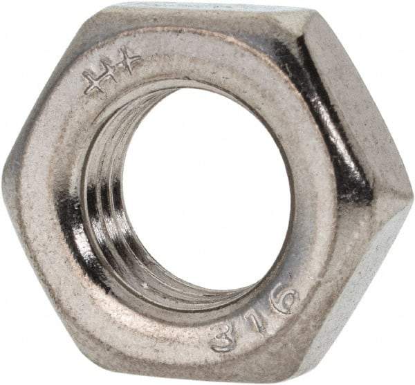 Value Collection - 7/16-20 UNF Stainless Steel Right Hand Hex Jam Nut - 11/16" Across Flats, 1/4" High, Uncoated - Eagle Tool & Supply