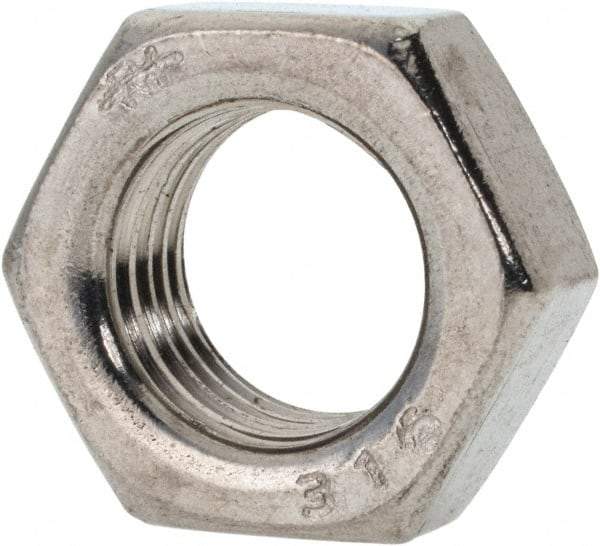 Value Collection - 1/2-20 UNF Stainless Steel Right Hand Hex Jam Nut - 3/4" Across Flats, 5/16" High, Uncoated - Eagle Tool & Supply