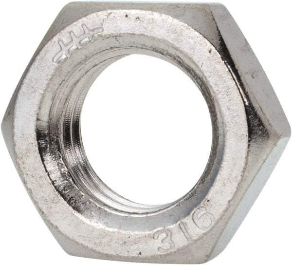 Value Collection - 3/4-10 UNC Stainless Steel Right Hand Hex Jam Nut - 1-1/8" Across Flats, 27/64" High, Uncoated - Eagle Tool & Supply