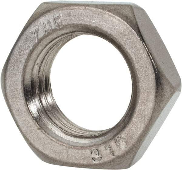 Value Collection - 1-8 UNC Stainless Steel Right Hand Hex Jam Nut - 1-1/2" Across Flats, 35/64" High, Uncoated - Eagle Tool & Supply