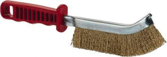 JAZ USA - Brass Coated Steel Crimped Wire Scratch Brush - 5" Brush Length x 5" Brush Width, 10" OAL, 1-1/8" Trim Length, Plastic Handle - Eagle Tool & Supply