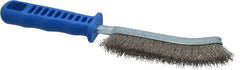 JAZ USA - Stainless Steel Crimped Wire Scratch Brush - 5" Brush Length x 5" Brush Width, 10" OAL, 1-1/8" Trim Length, Plastic Handle - Eagle Tool & Supply