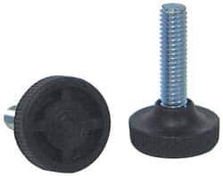 Vlier - 3/8-16 Bolt Thread, Stud Mount Leveling Pad & Mount - 100 Max Lb Capacity, 1.23" Base Diam, 0.55" Thread Length - Eagle Tool & Supply