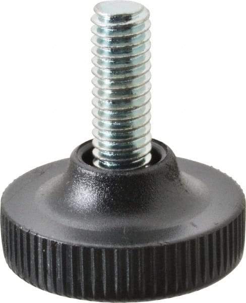Vlier - 5/16-18 Bolt Thread, Stud Mount Leveling Pad & Mount - 100 Max Lb Capacity, 1.23" Base Diam, 0.79" Thread Length - Eagle Tool & Supply