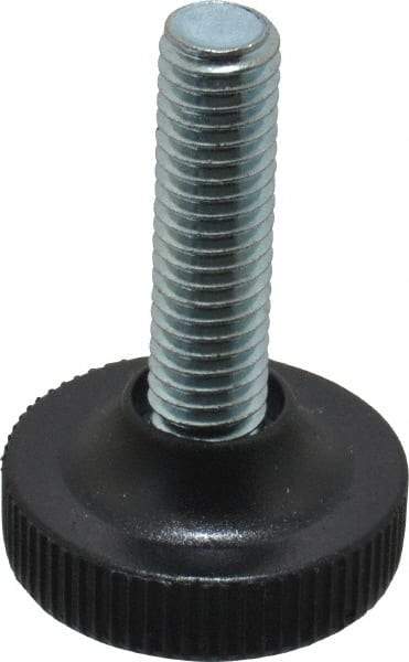 Vlier - 3/8-16 Bolt Thread, Stud Mount Leveling Pad & Mount - 100 Max Lb Capacity, 1.23" Base Diam, 1.34" Thread Length - Eagle Tool & Supply