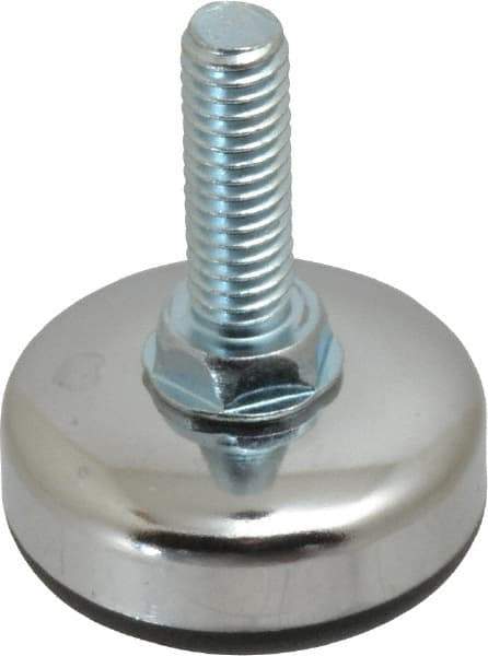 Vlier - 5/16-18 Bolt Thread, Stud Mount Leveling Pad & Mount - 200 Max Lb Capacity, 1.38" Base Diam, 0.98" Thread Length - Eagle Tool & Supply