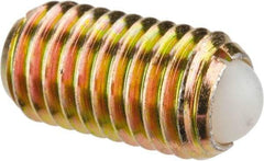 Vlier - M12x1.75, 8mm Ball Diam, 22mm Body Length, 2.5mm Max Ball Reach, Threaded Ball Plunger - Steel Body, Nylon Ball, 16.86 Lb Initial End Force, 25.85 Lb Final End Force - Eagle Tool & Supply