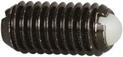 Vlier - M8x1.25, 5mm Ball Diam, 16mm Body Length, 1.5mm Max Ball Reach, Threaded Ball Plunger - Steel Body, Nylon Ball, 3.37 Lb Initial End Force, 6.75 Lb Final End Force - Eagle Tool & Supply