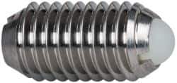 Vlier - M10x1.5, 6mm Ball Diam, 19mm Body Length, 2.01mm Max Ball Reach, Threaded Ball Plunger - Stainless Steel Body, Nylon Ball, 1.8 Lb Initial End Force, 3.37 Lb Final End Force - Eagle Tool & Supply