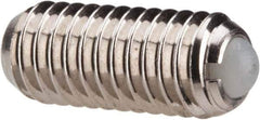 Vlier - M6x1.0, 3.5mm Ball Diam, 14mm Body Length, 1mm Max Ball Reach, Threaded Ball Plunger - Stainless Steel Body, Nylon Ball, 0.45 Lb Initial End Force, 1.35 Lb Final End Force - Eagle Tool & Supply