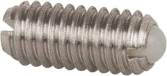 Vlier - M4x0.7, 2.5mm Ball Diam, 9mm Body Length, 0.81mm Max Ball Reach, Threaded Ball Plunger - Stainless Steel Body, Nylon Ball, 0.9 Lb Initial End Force, 2.25 Lb Final End Force - Eagle Tool & Supply