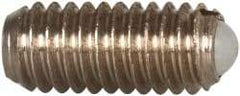 Vlier - M4x0.7, 2.5mm Ball Diam, 9mm Body Length, 0.81mm Max Ball Reach, Threaded Ball Plunger - Stainless Steel Body, Nylon Ball, 0.9 Lb Initial End Force, 2.25 Lb Final End Force, Locking Element - Eagle Tool & Supply