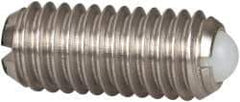 Vlier - M6x1.0, 3.5mm Ball Diam, 14mm Body Length, 1mm Max Ball Reach, Threaded Ball Plunger - Stainless Steel Body, Nylon Ball, 2.02 Lb Initial End Force, 2.92 Lb Final End Force - Eagle Tool & Supply