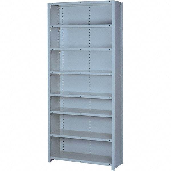 Lyon - 8 Shelf, 1,300 Lb. Capacity, Closed Shelving Starter Unit - 36 Inch Wide x 12 Inch Deep x 84 Inch High, Gray - Eagle Tool & Supply