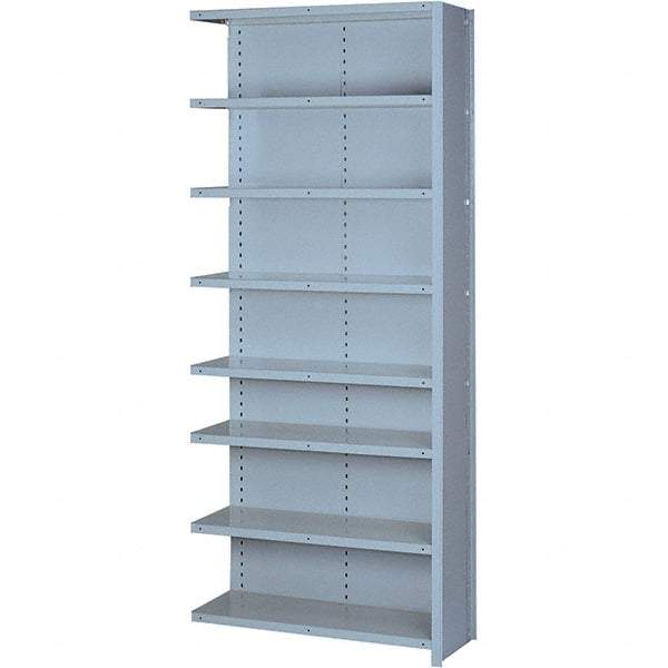 Lyon - 8 Shelf, 1,300 Lb. Capacity, Closed Shelving Add-On Unit - 36 Inch Wide x 18 Inch Deep x 84 Inch High, Gray - Eagle Tool & Supply