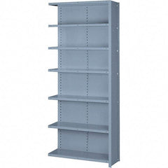 Lyon - 7 Shelf, 1,300 Lb. Capacity, Closed Shelving Add-On Unit - 36 Inch Wide x 18 Inch Deep x 84 Inch High, Gray - Eagle Tool & Supply