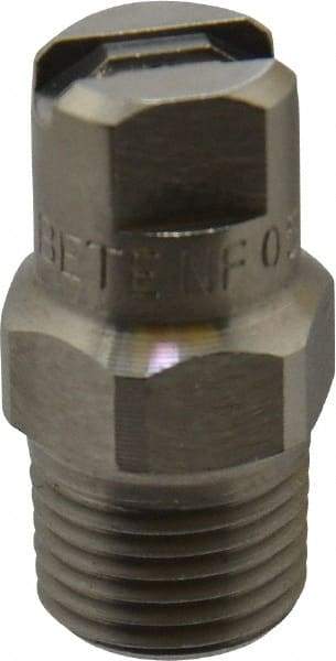 Bete Fog Nozzle - 1/8" Pipe, 90° Spray Angle, Grade 303 Stainless Steel, Standard Fan Nozzle - Male Connection, 0.79 Gal per min at 100 psi, 0.057" Orifice Diam - Eagle Tool & Supply