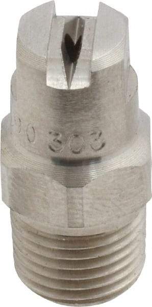 Bete Fog Nozzle - 1/8" Pipe, 90° Spray Angle, Grade 303 Stainless Steel, Standard Fan Nozzle - Male Connection, 1.26 Gal per min at 100 psi, 0.072" Orifice Diam - Eagle Tool & Supply