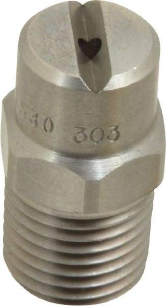 Bete Fog Nozzle - 1/4" Pipe, 30° Spray Angle, Grade 303 Stainless Steel, Standard Fan Nozzle - Male Connection, 2.37 Gal per min at 100 psi, 3/32" Orifice Diam - Eagle Tool & Supply