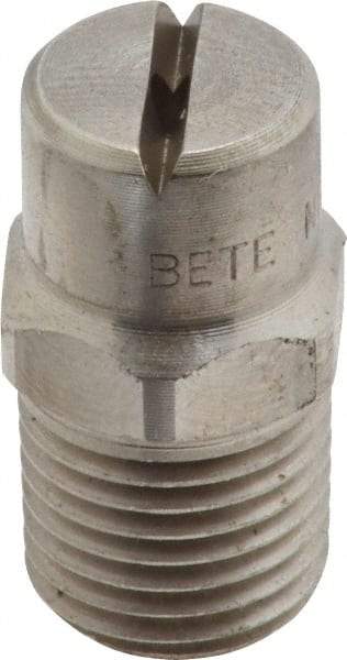 Bete Fog Nozzle - 1/4" Pipe, 90° Spray Angle, Grade 303 Stainless Steel, Standard Fan Nozzle - Male Connection, 2.37 Gal per min at 100 psi, 3/32" Orifice Diam - Eagle Tool & Supply