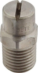 Bete Fog Nozzle - 1/4" Pipe, 90° Spray Angle, Grade 303 Stainless Steel, Standard Fan Nozzle - Male Connection, 2.37 Gal per min at 100 psi, 3/32" Orifice Diam - Eagle Tool & Supply