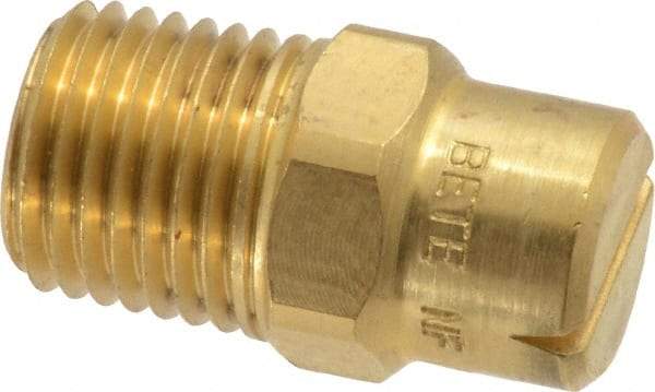 Bete Fog Nozzle - 1/4" Pipe, 120° Spray Angle, Brass, Standard Fan Nozzle - Male Connection, 2.37 Gal per min at 100 psi, 3/32" Orifice Diam - Eagle Tool & Supply