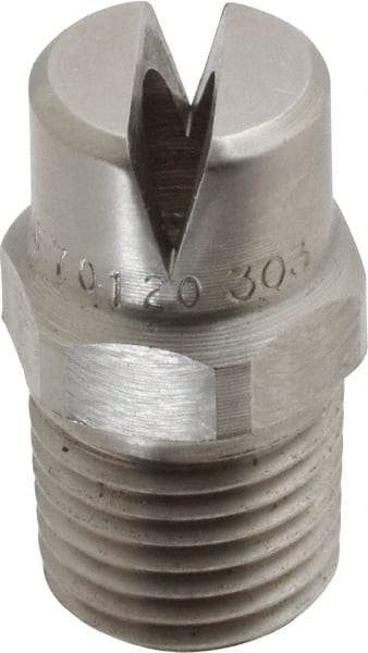 Bete Fog Nozzle - 1/4" Pipe, 120° Spray Angle, Grade 303 Stainless Steel, Standard Fan Nozzle - Male Connection, 11.1 Gal per min at 100 psi, 0.203" Orifice Diam - Eagle Tool & Supply