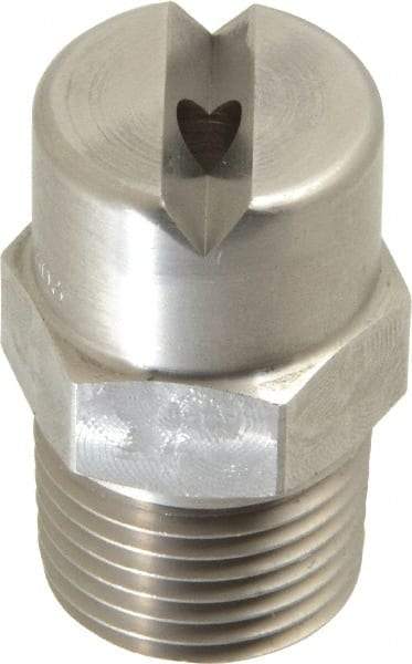 Bete Fog Nozzle - 1/2" Pipe, 65° Spray Angle, Grade 303 Stainless Steel, Standard Fan Nozzle - Male Connection, 9.49 Gal per min at 100 psi, 0.186" Orifice Diam - Eagle Tool & Supply