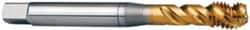 OSG - M10x1.50 Metric Coarse 3 Flute 6H Modified Bottoming Spiral Flute Tap - Vanadium High Speed Steel, TiN Finish, 100mm OAL, Right Hand Flute, Right Hand Thread - Eagle Tool & Supply