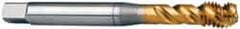 OSG - M10x1.50 Metric Coarse 3 Flute 6H Modified Bottoming Spiral Flute Tap - Vanadium High Speed Steel, TiN Finish, 100mm OAL, Right Hand Flute, Right Hand Thread - Eagle Tool & Supply