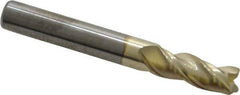 Accupro - 5/16", 13/16" LOC, 5/16" Shank Diam, 2-1/2" OAL, 3 Flute, Solid Carbide Square End Mill - Single End, ZrN Finish, Spiral Flute, Variable° Helix, Centercutting, Right Hand Cut, Right Hand Flute - Eagle Tool & Supply