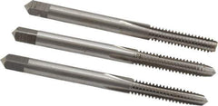 Interstate - #10-24 UNC, 4 Flute, Bottoming, Plug & Taper, Bright Finish, High Speed Steel Tap Set - Right Hand Cut, 2-3/8" OAL, 7/8" Thread Length - Eagle Tool & Supply