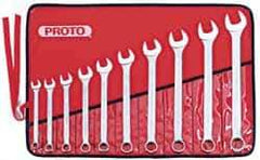 Proto - 10 Piece, 7/16 to 1", Combination Wrench Set - Inch System of Measurement, Satin Finish, Comes in Nylon Roll - Eagle Tool & Supply