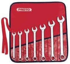 Proto - 7 Piece, 3/8" to 3/4", Combination Wrench Set - Inch Measurement Standard, Satin Finish, Comes in Nylon Roll - Eagle Tool & Supply