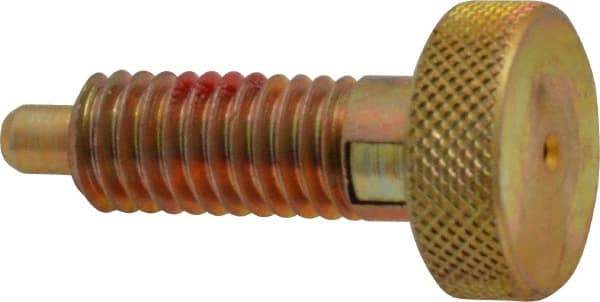 Gibraltar - 3/8-16, 3/4" Thread Length, 0.185 to 0.186" Max Plunger Diam, 0.5 Lb Init to 3 Lb Final End Force, Locking Knob Handle Plunger - Knurled Knob, 0.97" Length Under Head/Shoulder, 0.22" Plunger Projection - Eagle Tool & Supply