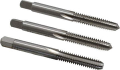 Interstate - 1/4-20 UNC, 4 Flute, Bottoming, Plug & Taper, Bright Finish, High Speed Steel Tap Set - Right Hand Cut, 2-1/2" OAL, 1" Thread Length - Eagle Tool & Supply