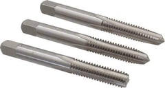 Interstate - 5/16-18 UNC, 4 Flute, Bottoming, Plug & Taper, Bright Finish, High Speed Steel Tap Set - Right Hand Cut, 2-23/32" OAL, 1" Thread Length - Eagle Tool & Supply