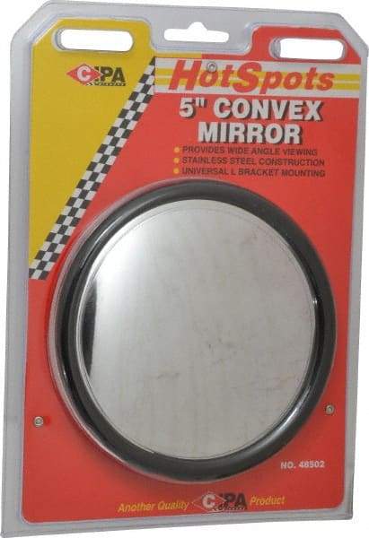 Value Collection - Automotive Full Size Convex Round Mirror with L Bracket - Stainless Steel, 5" Mirror Diam - Eagle Tool & Supply