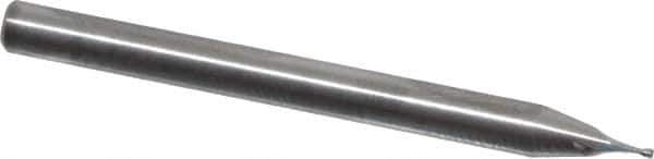 RobbJack - 0.022", 0.033" LOC, 1/8" Shank Diam, 1-1/2" OAL, 2 Flute, Solid Carbide Square End Mill - Single End, Uncoated, Spiral Flute, 30° Helix, Centercutting, Right Hand Cut, Right Hand Flute, Series SS-2 - Eagle Tool & Supply
