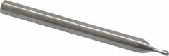 RobbJack - 0.042", 0.063" LOC, 1/8" Shank Diam, 1-1/2" OAL, 2 Flute, Solid Carbide Square End Mill - Single End, Uncoated, Spiral Flute, 30° Helix, Centercutting, Right Hand Cut, Right Hand Flute, Series SS-2 - Eagle Tool & Supply