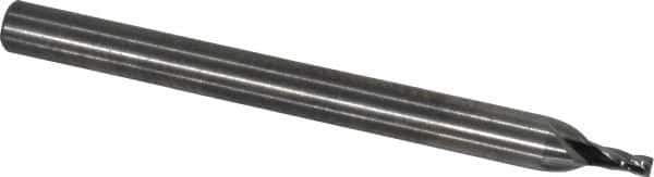 RobbJack - 0.047", 0.0705" LOC, 1/8" Shank Diam, 1-1/2" OAL, 4 Flute, Solid Carbide Square End Mill - Single End, Uncoated, Spiral Flute, 30° Helix, Centercutting, Right Hand Cut, Right Hand Flute, Series SS-4 - Eagle Tool & Supply