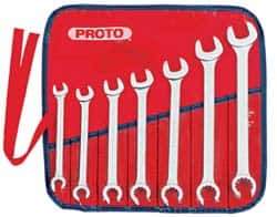 Proto - 7 Piece, 3/8" to 3/4", 12 Point Flare Nut Wrench Set - Inch Measurement Standard, Satin Finish, Comes in Pouch - Eagle Tool & Supply