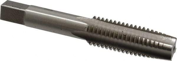 Interstate - 5/8-11 UNC 3B 4 Flute Bright Finish High Speed Steel Straight Flute Standard Hand Tap - Taper, Right Hand Thread, 3-13/16" OAL, 1-13/16" Thread Length, H3 Limit, Oversize - Eagle Tool & Supply