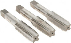 Interstate - 3/4-10 UNC, 4 Flute, Bottoming, Plug & Taper, Bright Finish, High Speed Steel Tap Set - Right Hand Cut, 4-1/4" OAL, 2" Thread Length - Eagle Tool & Supply