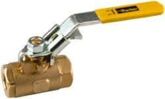 Parker - 3/8" Pipe, Brass Standard Ball Valve - FNPT Ends, Tee Handle, 150 WSP - Eagle Tool & Supply