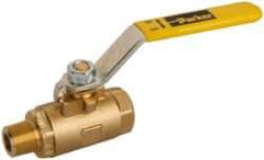 Parker - 3/8" Pipe, Brass Standard Ball Valve - 2 Piece, Inline - One Way Flow, MNPT x FNPT Ends, Lever Handle, 600 WOG, 150 WSP - Eagle Tool & Supply