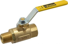 Parker - 1/2" Pipe, Brass Standard Ball Valve - 2 Piece, Inline - One Way Flow, MNPT x FNPT Ends, Lever Handle, 600 WOG, 150 WSP - Eagle Tool & Supply